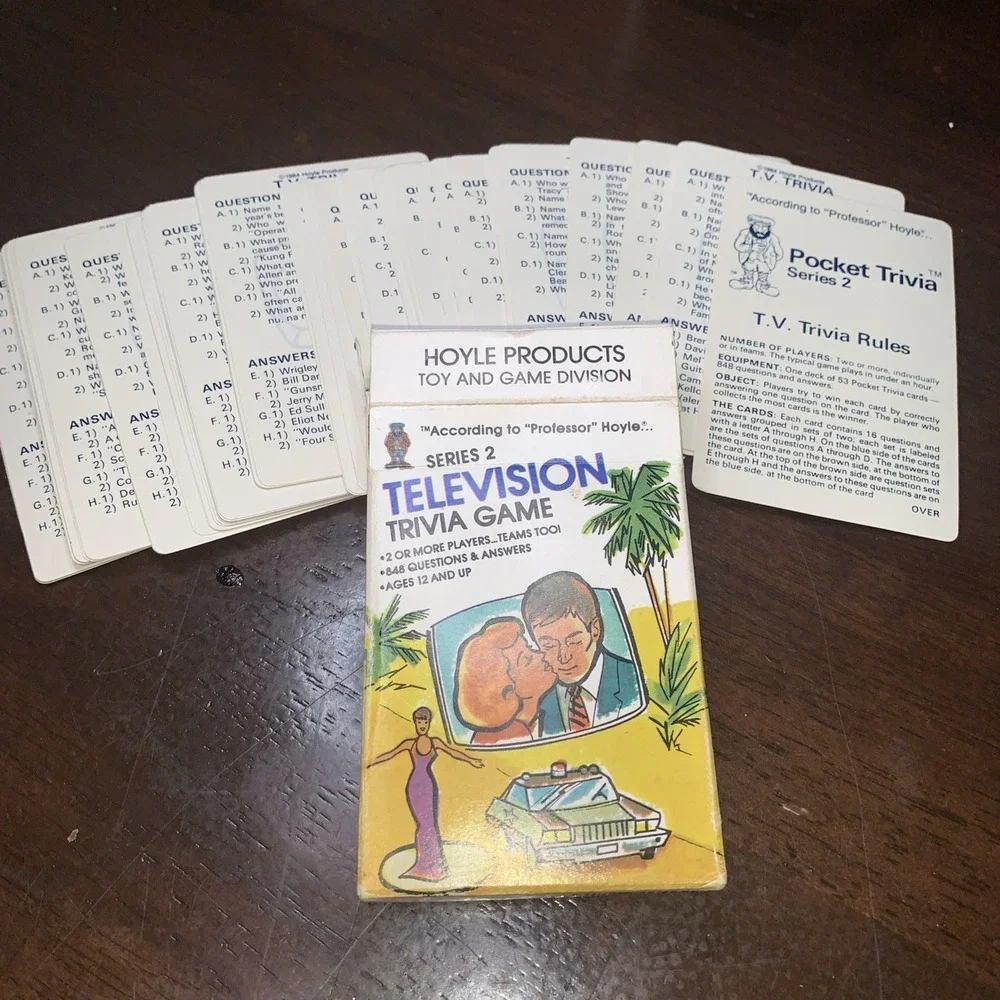 Hoyle Vintage 1984 Complete Pocket Trivia Series 2 Television‎ Trivia Card Game